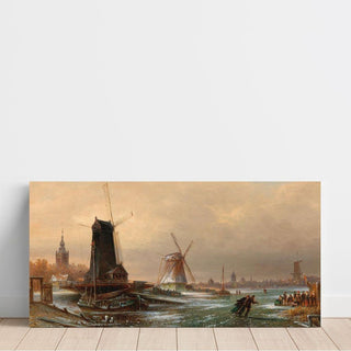 Moulin à Scie, Moulin à Eau et Moulin à Farine près d’Amsterdam d'Elias Pieter van Bommel | Reproduction Tableau Décoration murale affiche copie