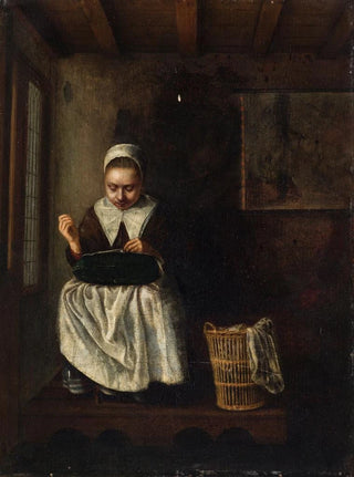 Nicolaes Maes - A Girl Sewing.webp
