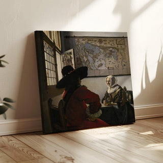 Officier et fille qui rit - Johannes Vermeer | Reproduction Tableau Décoration murale affiche copie