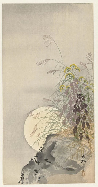 Ohara Koson - Grasses at full moon.webp