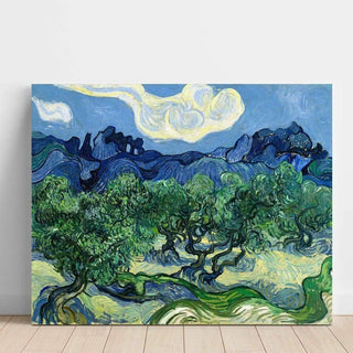 Oliviers avec les Alpilles en arrière-plan - Vincent Van Gogh | Reproduction Tableau Décoration murale affiche copie