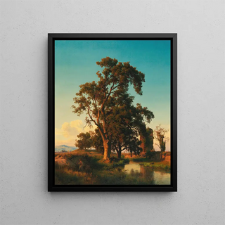 Oswald Achenbach - A majestic tree in the evening light.webp
