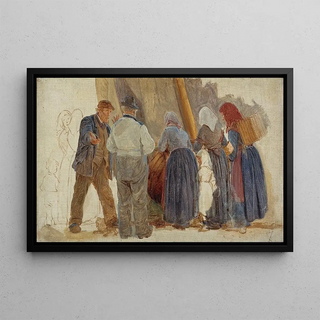 Peder Severin Kryer - Morning at Hornbk Men and women bargining.webp