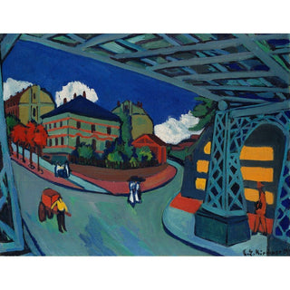 Pont ferroviaire sur la rue Löbtauer à Dresde - Ernst Ludwig Kirchner | Reproduction Tableau Décoration murale affiche copie