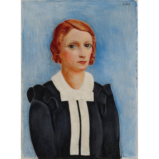 Portrait de Femme sur Fond Bleu - Moïse Kisling | Reproduction Tableau Décoration murale affiche copie