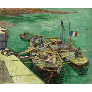 Quai avec des hommes déchargeant des barges de sable - Vincent van Gogh | Reproduction Tableau Décoration murale affiche copie