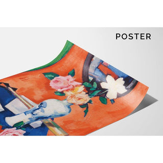 Roses dans un vase sur un fond orange - Samuel John Peploe | Reproduction Tableau Décoration murale affiche copie