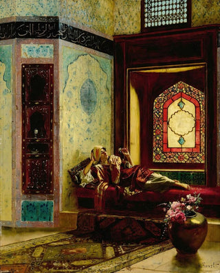 Rudolf Ernst - Languorous oriental lady with a rose.webp