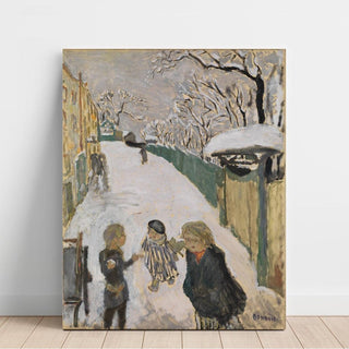 Rue enneigée avec des enfants jouant - Pierre Bonnard | Reproduction Tableau Décoration murale affiche copie