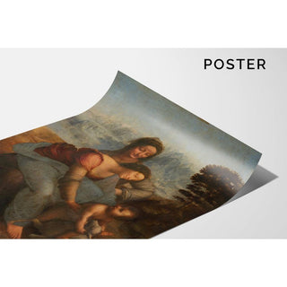 Sainte Anne, la Vierge et l'Enfant Jésus jouant avec un agneau - Leonard de Vinci | Reproduction Tableau Décoration murale affiche copie