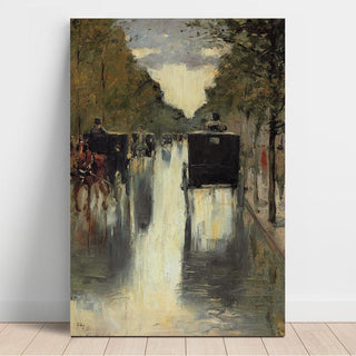 Scène de rue à Berlin avec des taxis tirés par des chevaux - Lesser Ury | Reproduction Tableau Décoration murale affiche copie