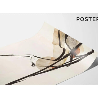 Tableau Décoratif – Lignes et Équilibres | Poster Abstrait Minimaliste Beige et Noir | Affiche Moderne au Trait Fluide et Élégant