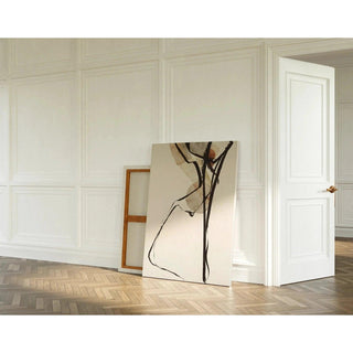 Tableau Décoratif – Lignes et Équilibres | Poster Abstrait Minimaliste Beige et Noir | Affiche Moderne au Trait Fluide et Élégant