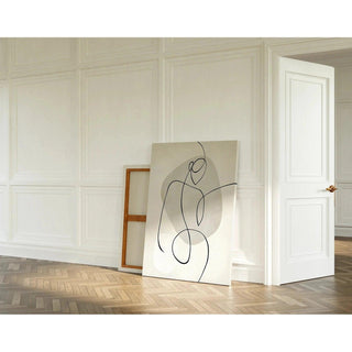 Tableau Design Noir et Blanc – Essence Féminine | Poster Abstrait Minimaliste Élégant | Ligne Continue Moderne pour Intérieur Épuré