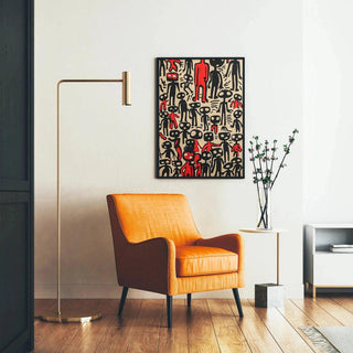 Tableau Pop Art – Figures Abstraites | Affiche Graphique Urbaine Rouge et Noire | Poster Brut et Contemporain pour Déco Artistique et Singulière