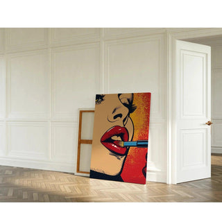 Tableau Pop Art – Rouge à Lèvres | Affiche Glamour Colorée Style Lichtenstein | Poster Sensuel et Vintage pour Déco Moderne ou Chambre