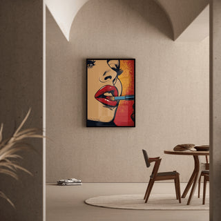 Tableau Pop Art – Rouge à Lèvres | Affiche Glamour Colorée Style Lichtenstein | Poster Sensuel et Vintage pour Déco Moderne ou Chambre