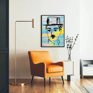 Tableau Street Art – Charlie Chaplin Pastel | Affiche Pop Art Colorée Style Minimaliste | Poster Cinéma Rétro pour Déco Murale