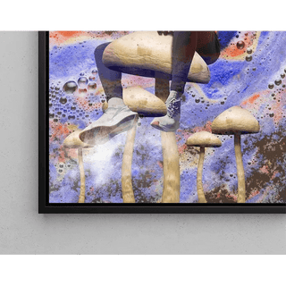 Tableau Street Art – Sérénité Psychédélique | Poster Pop Art Surréaliste avec Champignons et Spirales | Affiche Colorée Inspirée du Rêve