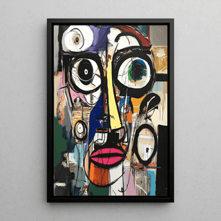 Tableau Street Art – Visage Fracturé | Poster Abstrait Urbain Multicolore | Affiche Moderne d’Art Contemporain Expressif