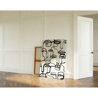 Tableau décoratif noir et blanc – Regards Entrelacés | Poster Minimaliste Visages en Ligne Continue | Affiche Abstraite Moderne pour Salon ou Chambre