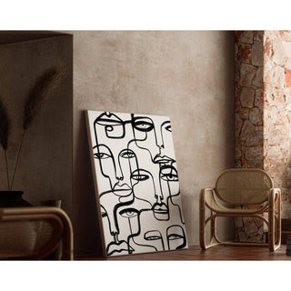 Tableau décoratif noir et blanc – Regards Entrelacés | Poster Minimaliste Visages en Ligne Continue | Affiche Abstraite Moderne pour Salon ou Chambre