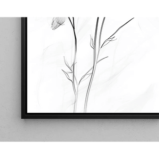 Tableau design noir et blanc – Évanescence Florale | Poster Minimaliste Botanique Élégant | Affiche Contemporaine Fleur Transparente Style Épuré