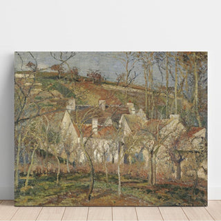 Toits rouges, coin de village, hiver - Camille Pissarro | Reproduction Tableau Décoration murale affiche copie