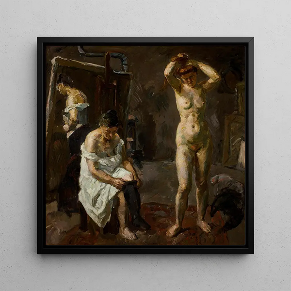 Trzy kobiety w pracowni - Max Beckmann — oprawiony obraz na ścianie