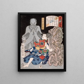 Tsukioka Yoshitoshi - Mutsuki Suginosuke Norifusa with a Ghost.webp