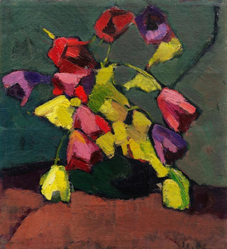 Tulipes dans un vase vert - Hermann Stenner
