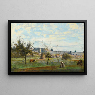 Un Village des Environs de Mantes de Jean-Baptiste Camille Corot | Reproduction Tableau Décoration murale affiche copie