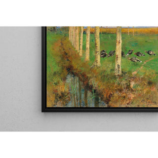 Une avenue bordée de peupliers avec des dindes - Marie Egner | Reproduction Tableau Décoration murale affiche copie