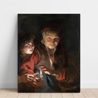 Vieille femme et garçon avec des bougies - Peter Paul Rubens | Reproduction Tableau Décoration murale affiche copie