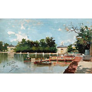 Vue du débarcadère dans les jardins du Retiro, Madrid - Joaquín Sorolla | Reproduction Tableau Décoration murale affiche copie