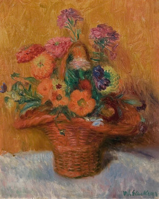 William James Glackens - Red Basket of Zinnias.webp