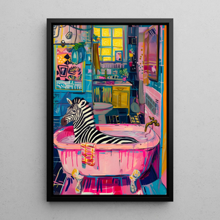 Plakat zwierzęcy - Zebra w wannie