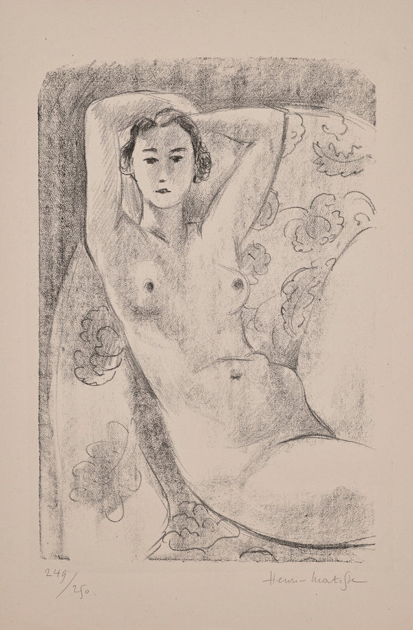 Nu assis dans un fauteuil au décor fleuri, 1924 – dessin d’Henri Matisse