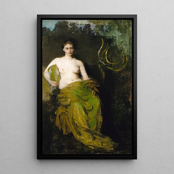Figury z częściowo drapowaną suknią - Abbott Handerson Thayer — oprawiony obraz na ścianie