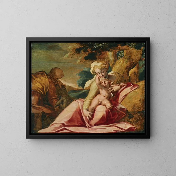Le repos pendant la fuite en Égypte - Abraham Bloemaert — oprawiony obraz na ścianie