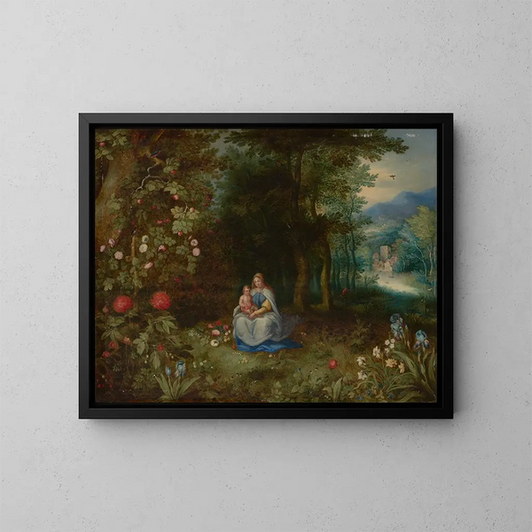 La Vierge et l'Enfant dans un paysage boisé - Abraham Govaerts — oprawiony obraz na ścianie