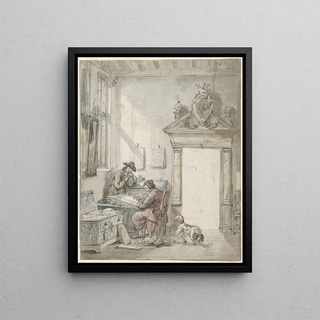 Abraham Van Strij - Interieurscne met schrijvende man aan een lessenaar.webp