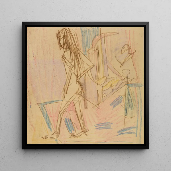 Acte féminin debout sur tapis - Ernst Ludwig Kirchner