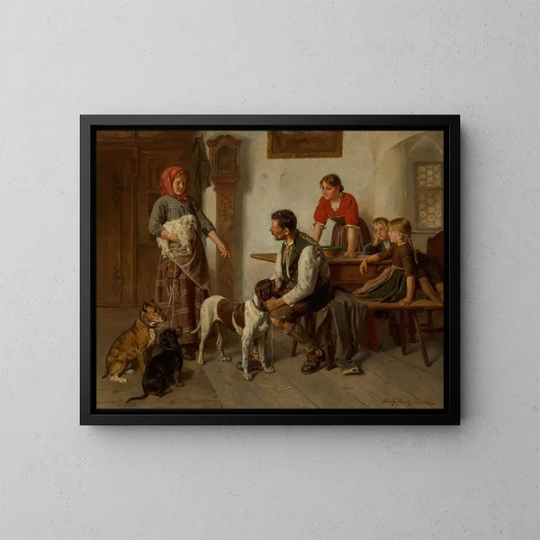 Le vendeur de chiens - Adolf Eberle — oprawiony obraz na ścianie