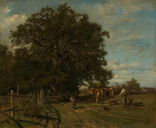 Adolf Heinrich Lier - Eiche am Waldrand und pflgender Bauer.webp