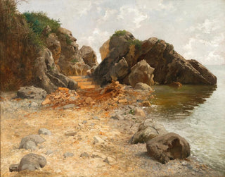 Adolf Kaufmann - A Rocky Coast near Lovrano.webp