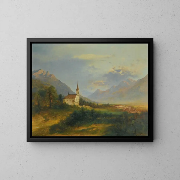 Nowy kościół parafialny w Schaan - Adolf Obermüllner — oprawiony obraz na ścianie