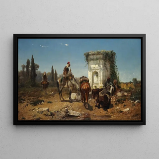 Adolf Schreyer - Arabs Resting by a Marble Fountain.webp