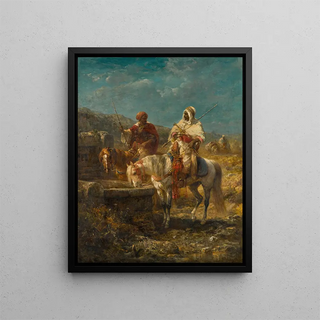 Adolf Schreyer - Horsemen at a Well.webp
