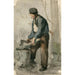 Mężczyzna stojący rąbiący drewno - Adolf le Comte — widok dzieła